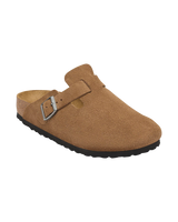 The Birkenstock Womens Womens Boston Suede Leather Clogs in Dark Tea