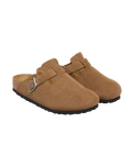 The Birkenstock Womens Womens Boston Suede Leather Clogs in Dark Tea