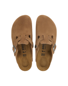The Birkenstock Womens Womens Boston Suede Leather Clogs in Dark Tea