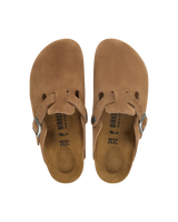 The Birkenstock Womens Womens Boston Suede Leather Clogs in Dark Tea