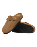 The Birkenstock Womens Womens Boston Suede Leather Clogs in Dark Tea