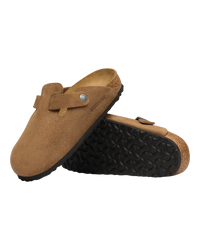The Birkenstock Womens Womens Boston Suede Leather Clogs in Dark Tea