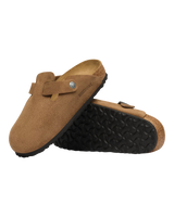 The Birkenstock Womens Womens Boston Suede Leather Clogs in Dark Tea