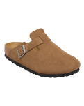 Boston Suede Leather Clogs in Dark Tea
