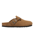 Boston Suede Leather Clogs in Dark Tea