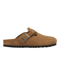 Boston Suede Leather Clogs in Dark Tea