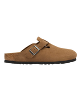 Boston Suede Leather Clogs in Dark Tea