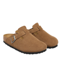 Boston Suede Leather Clogs in Dark Tea