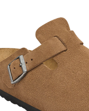 Boston Suede Leather Clogs in Dark Tea