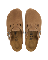 Boston Suede Leather Clogs in Dark Tea