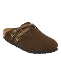 Blair Suede Leather Clogs in Carafe