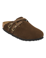 Blair Suede Leather Clogs in Carafe