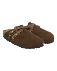 Blair Suede Leather Clogs in Carafe