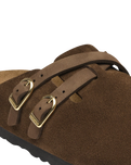 Blair Suede Leather Clogs in Carafe
