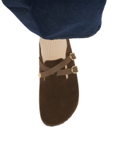 Blair Suede Leather Clogs in Carafe
