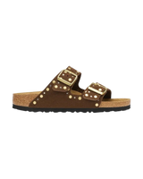 The Birkenstock Womens Arizona Rivets Suede Leather Sandals in Carafe