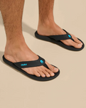 The Olukai Mens Ki‘i Flip Flops in Lava Rock & Bold Blue