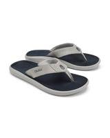 The Olukai Mens Pili Flip Flops in Ash & Mood Indigo