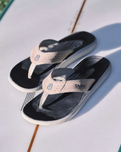 The Olukai Mens Pili Flip Flops in Ash & Mood Indigo