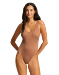 Sea Dive Retro One Piece Swimsuit in Bronze
