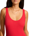Sea Dive Retro One Piece Swimsuit in Chilli Red