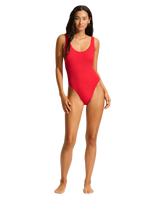 Sea Dive Retro One Piece Swimsuit in Chilli Red