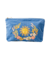 The Elizabeth Scarlett Floral Sun Goddess Everyday Pouch in Cornflower Blue