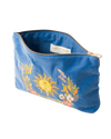The Elizabeth Scarlett Floral Sun Goddess Everyday Pouch in Cornflower Blue