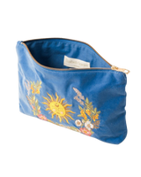 The Elizabeth Scarlett Floral Sun Goddess Everyday Pouch in Cornflower Blue