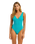 The Seafolly Womens Sea Dive Deep V Neck One Piece Swimsuit in Caribbean Blue