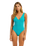 The Seafolly Womens Sea Dive Deep V Neck One Piece Swimsuit in Caribbean Blue