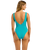 The Seafolly Womens Sea Dive Deep V Neck One Piece Swimsuit in Caribbean Blue