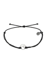 The Pura Vida Wave Silver Bracelet in Black