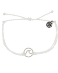 The Pura Vida Silver Wave Bracelet in Silver & White