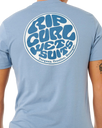 The Rip Curl Mens Wettie Passage Icon T-Shirt in Faded Denim