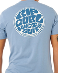 The Rip Curl Mens Wettie Passage Icon T-Shirt in Faded Denim