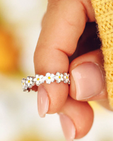 Painted Blooms Ring in Silver