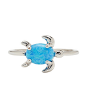 Opal Sea Turtle Ring in Silver