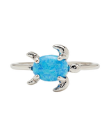 Opal Sea Turtle Ring in Silver