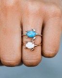Opal Sea Turtle Ring in Silver