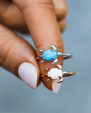 Opal Sea Turtle Ring in Silver