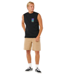 The Rip Curl Mens Search Dawn Muscle Vest in Black