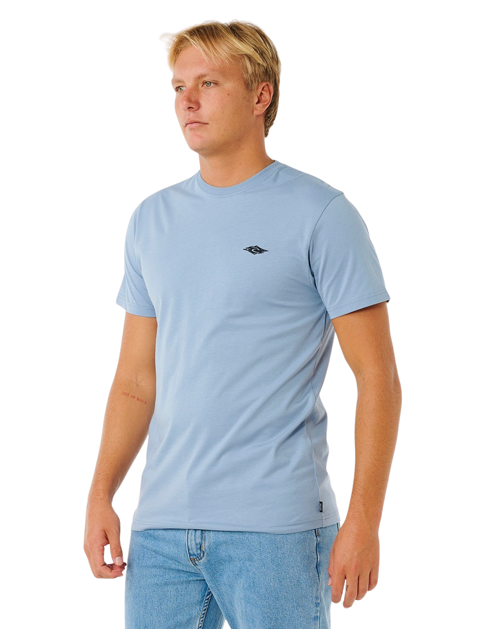 Streamline  Embroidered T-Shirt in Faded Denim