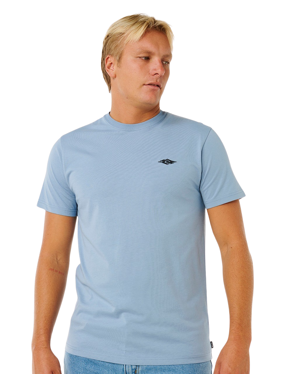 Streamline  Embroidered T-Shirt in Faded Denim