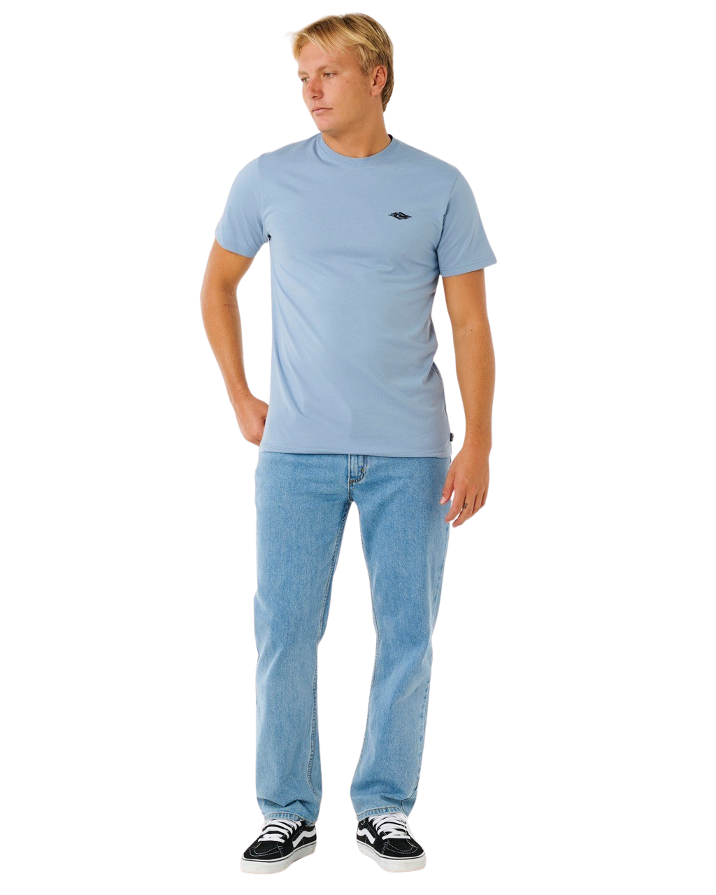 Streamline  Embroidered T-Shirt in Faded Denim