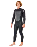 The Rip Curl Mens Omega 3/2mm Back Zip Wetsuit in Black