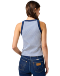 The Wrangler Womens Ringer Vest in Mazarine Blue