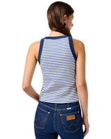 The Wrangler Womens Ringer Vest in Mazarine Blue