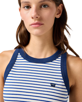 The Wrangler Womens Ringer Vest in Mazarine Blue