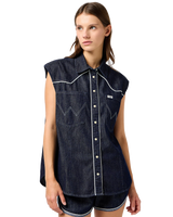 Sleeveless Shirt in Saddle